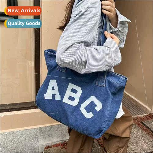 new denim bag printing letters nd simple shoulder bag studen
