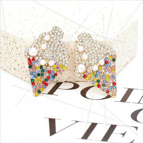 Fashion ice cream colored diamond earrings personalized crea