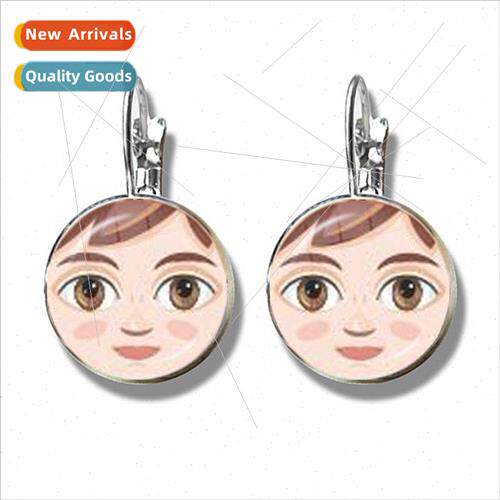Russian Cartoon Character Earrings Fashion lver Glass Round