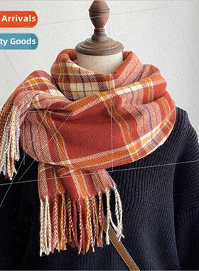 Korean  plaid imation cashmere scarf female autumn winter Ja