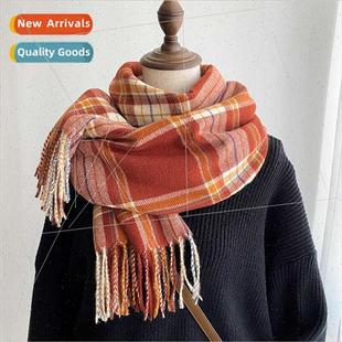 Korean  plaid imation cashmere scarf female autumn winter Ja