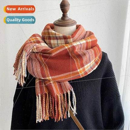 Korean  plaid imation cashmere scarf female autumn winter Ja