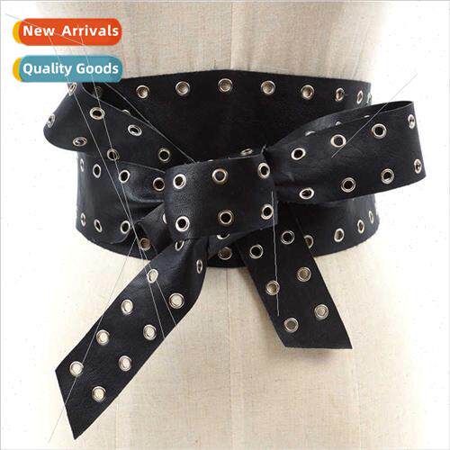 Multi-hole tie belt belt women decorative waistband bow tie