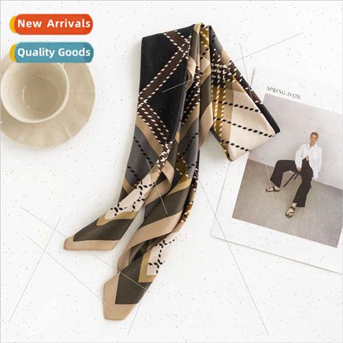 New product plaid simulation silk scarf fashion commuter sma