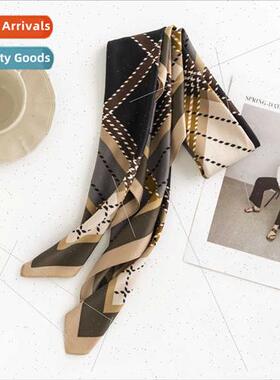 New product plaid simulation silk scarf fashion commuter sma
