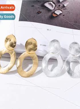 Europe atmosphere high-grade earrings geometric oval flower