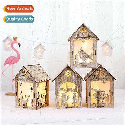 Christmas LED wooden light-emting small house large wooden h