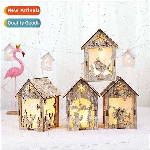 Christmas LED wooden light-emting small house large wooden h