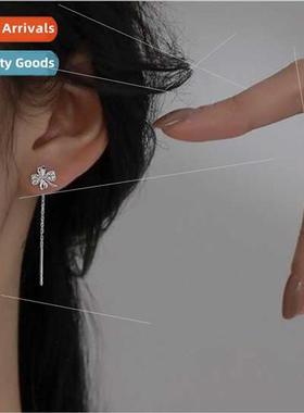 Four-leaf flower earwire female 2021 summer silver pin ins n