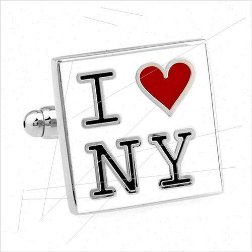 jewelry I love NY square red heart letters cufflinks men gif