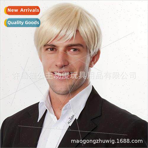 Blonde Europe Men Wigs Chemical Fiber High Temperature lk Ro