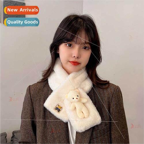 Parent-child Korean  winter cute cartoon whe bear plush scar