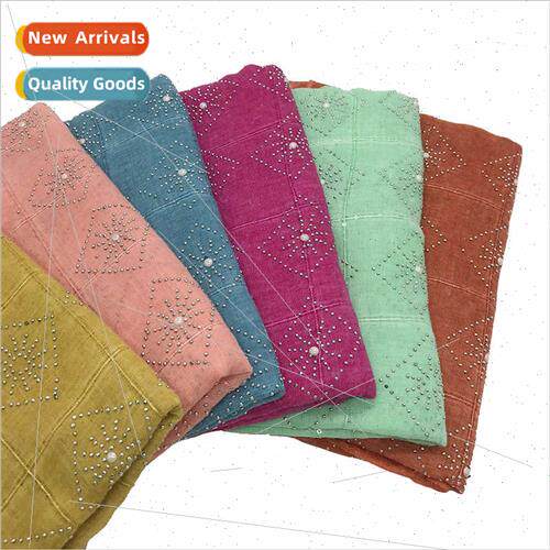 Fashion Plaid Hot Drilling Solid Colour Ladies Head Wrap Sca