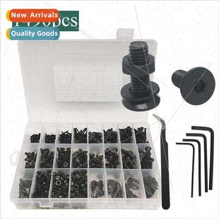 1490pcs box blackened hexagon socket screws flat washers nut
