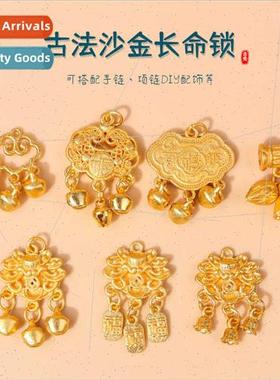lotus long life locks two happiness pendant ancient DIY neck