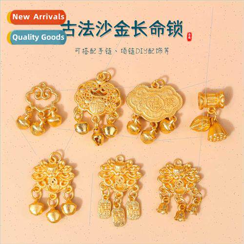 lotus long life locks two happiness pendant ancient DIY neck
