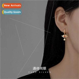 S925 angel five shaped Korea heart simple silver earrings