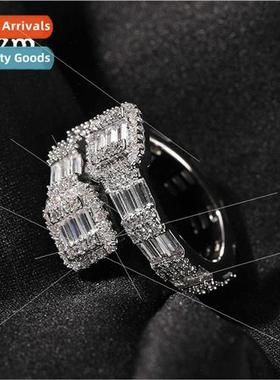 Hip Hop Open Geometric Ring Gold Plated Copper Micro Set T S