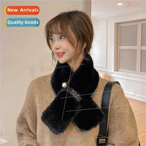 2021 new small belt pearl hair collar imation fur imation ot
