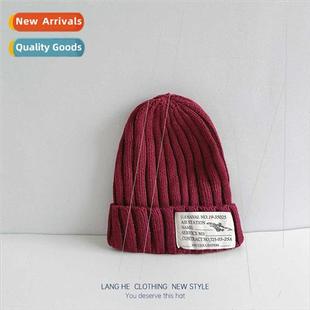 cap female warm letters winter wool fall Burgundy Korean