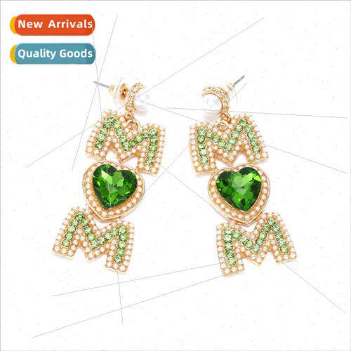 personaly temperament alloy diamond MOM love letters earring