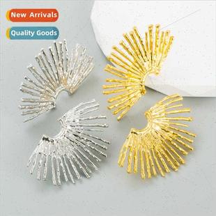 alloy sunflower high earrings earri punk gold Ins studs