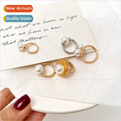 2021 new Korean  sweet pearl scarf buckle ring buckle small