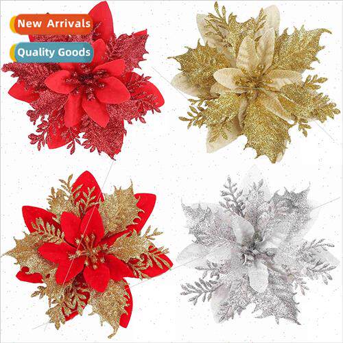 14cm Gold Dust Christmas Flower Christmas Decoration Flower