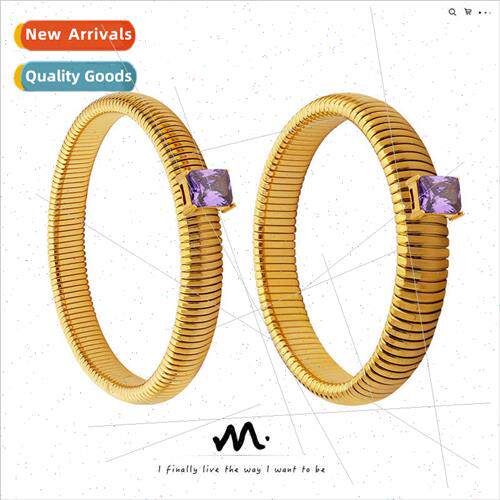 Europe -fading gold-plated inlaid zirconia elastic bracelet