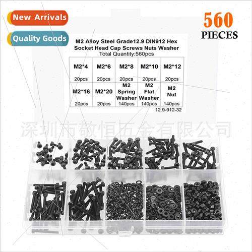 560pcs boxed M2 black alloy steel cylindrical head socket he