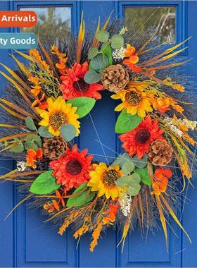 Pinecone Sunflower Wreath Outdoor Patio Faux Wreath Home Doo