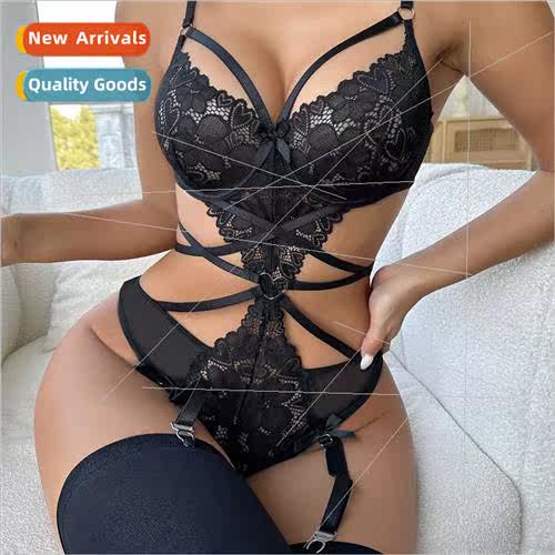 INS new body shaping floral lace backless see-through sexy e