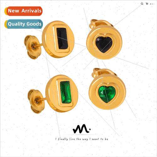 Europe niche earrings retro new three shapes round small ear