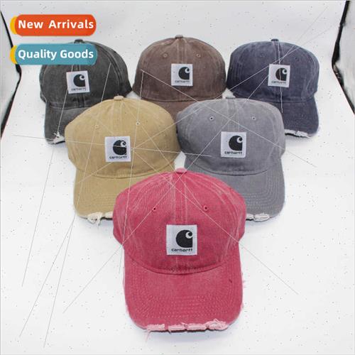 Washed do old solid color brim burlap adjustable soft top ba