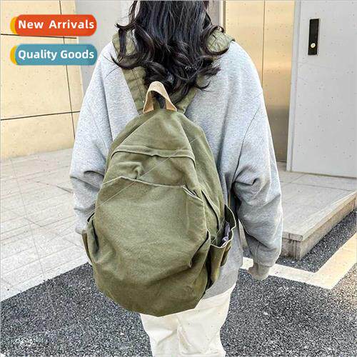 Shoulder bag female new washed canvas lerary Korean college