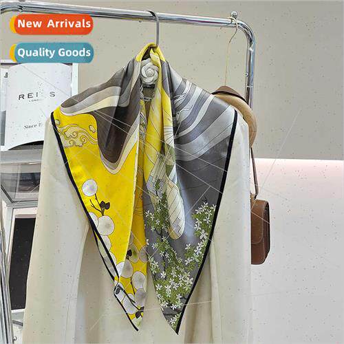 90 mulberry silk square scarf 2023 women elegant high sense