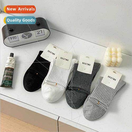 Whe men socks spring autumn  cotton sports solid color sweat