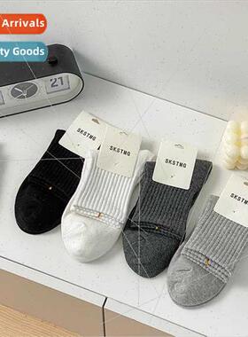 Whe men socks spring autumn  cotton sports solid color sweat