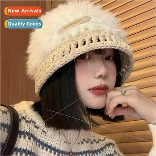 fisherman hat show splicing winter knted fall Plush female