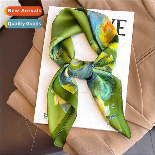 Korean  new printed fashion simulation silk scarf female fal