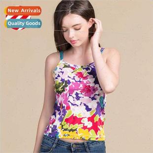 Summer new women printed silk camisole undershirt mulberry s