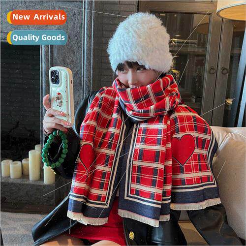 New Korean  lovely sweet plaid scarf female winter thickenin