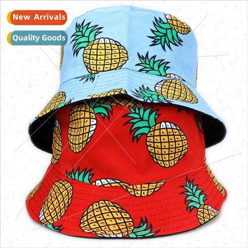 New double-sided pineapple fisherman hat Korean  nd fru basi