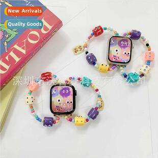 适用apple watch double ring little monster metal strap apple