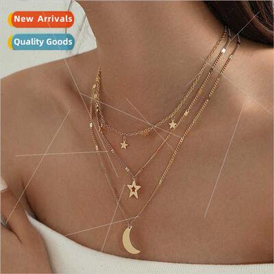 Fashion Cute Stars Moon Collarbone Chain Hundred Set Niche N