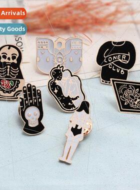 Fun Alternative Black Totem Corsage Skull Pin Alloy Oil Drip