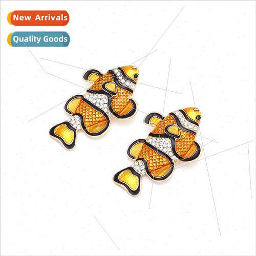 cute alloy oil drop tropical marine animal earrings fashion