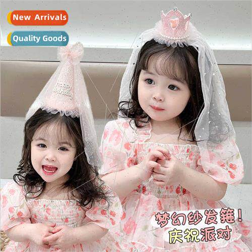 Girls veil princess dress crown headdress birthday hair band