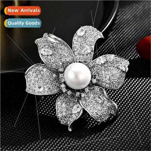 High-grade elegant sunflower full zirconium brooch anti-glar