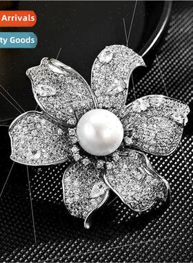 High-grade elegant sunflower full zirconium brooch anti-glar